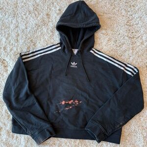 Adidas Cropped Black Hoodie Sweater